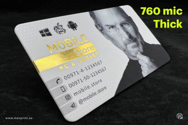 500 Business Cards, Rounded Corner Gold Foil Spot UV Velvet Laminated 760 mic