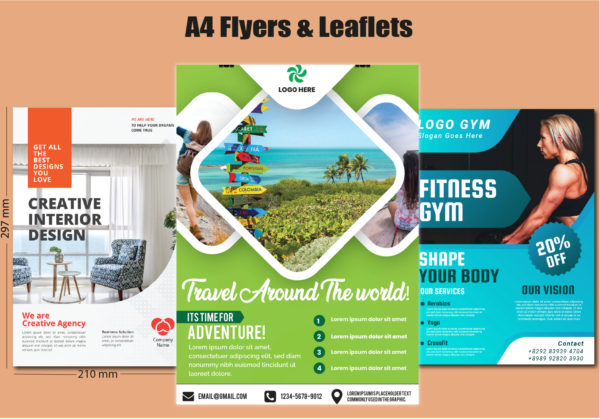 10000 Flyers A4 Real Size, 170 GSM Glossy Paper