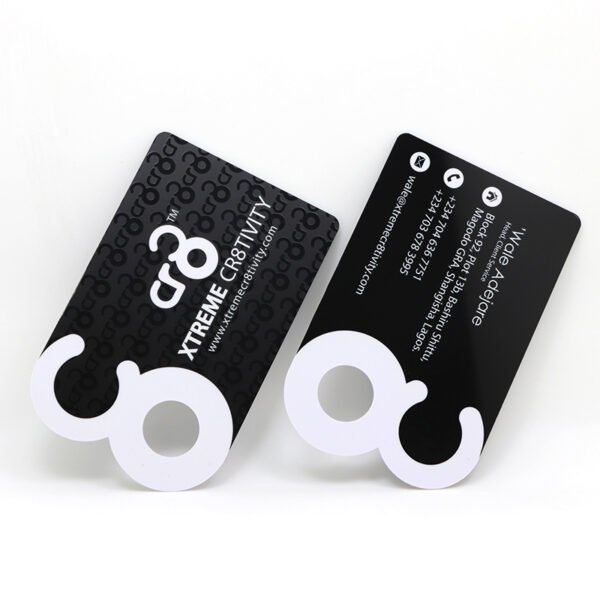 1000 Custom Shape Business Cards, Matt Laminated with Gold Foil Spot UV 400 GSM